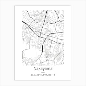 Nakayama,Japan Minimalist Map Affiche