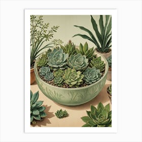 Succulents In A Bowl no2 Art Print