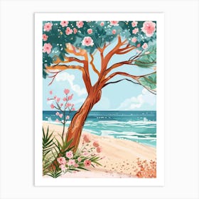 Watercolor Tree At The Beach Art Print