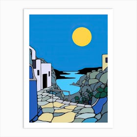 Minimal Design Style Of Santorini, Greece 3 Art Print