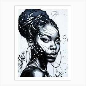 Graffiti Mural Of Beautiful Black Woman 128 Art Print