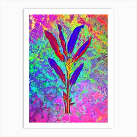 Parrot Heliconia Botanical in Acid Neon Pink Green and Blue n.0122 Art Print