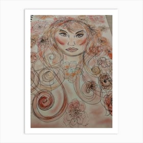 Doodle girl Art Print