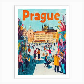 Aihrgdesign A 1970s Inspired Travel Poster For Prague 3 Art Print