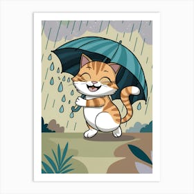 Cat In The Rain 1 Art Print