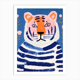 Playful Illustration Of Tiger For Kids Room 1 Art Print