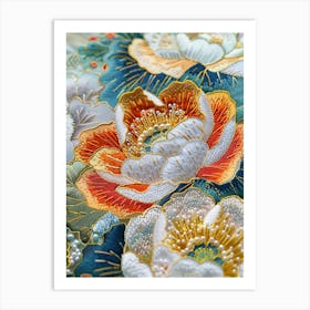 Embroidered Flowers 16 Art Print