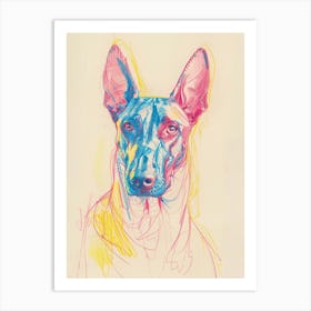 Pastel Watercolour Pharaoh Hound Dog Line Illustration 3 Art Print