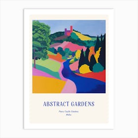 Colourful Gardens Powis Castle Gardens Wales 1 Blue Poster Art Print