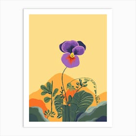 Boho Wildflower Painting Yellow Violet Art Print