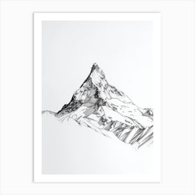 Alpamayo Peru Line Drawing 3 Art Print