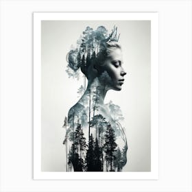 Portrait Of A Woman In The Forest Art Print