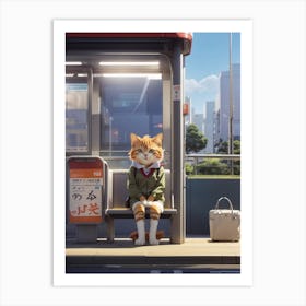 Cat Sitting On A Bus Art Print