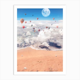 Surreal Sea Of Clouds And Hot Air Balloons Art Print