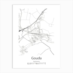 Gouda,Netherlands Minimalist Map Art Print