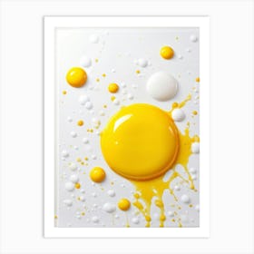 Sheet Of Paper Adorned With 3d Splashes Of Signal Yellow And White In Glossy Varnish Deep Embossed Art Print