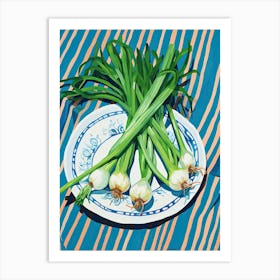 Green Onions Summer Illustration 1 Art Print