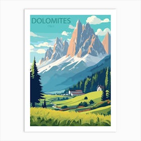 Dolomites Italy travel poster Art Print