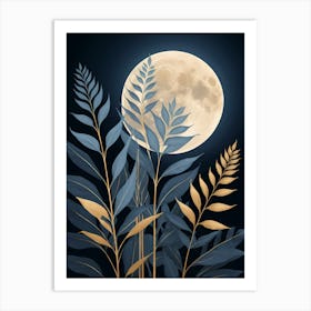 Moon And Leaves 1 Art Print