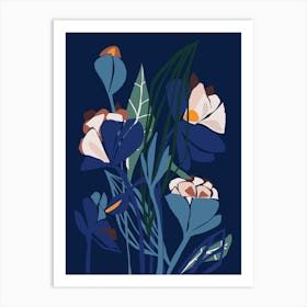 Florals At Night Modern Illustration Art Print