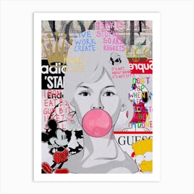 Brigitte Bardot Bubble Gum Art Print