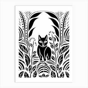 Linocut Fox Card Illustration 4 Art Print