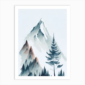 Mountain And Forest In Minimalist Watercolor Vertical Composition 177 Art Print