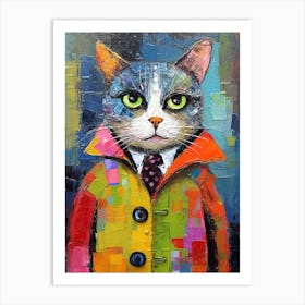 Meowdel Moments; Cat Couture In Oil Art Print