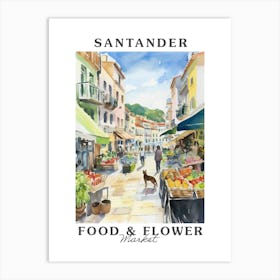 Food Market With Cats In Santander 4 Poster Art Print