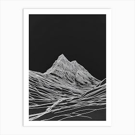 Beinn Dorain Mountain Line Drawing 7 Art Print