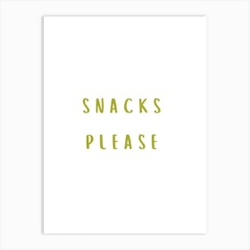 Snacks Please Olive Green Art Print