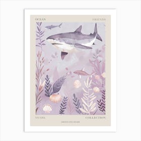 Purple Greenland Shark Illustration 3 Poster Art Print