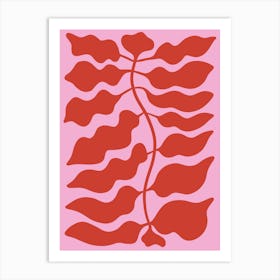 Leaves Pink Red Art Print