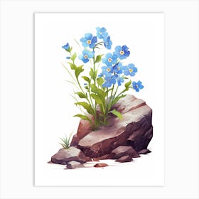 Forget Me Not Sprouting From A Rock (2) Art Print