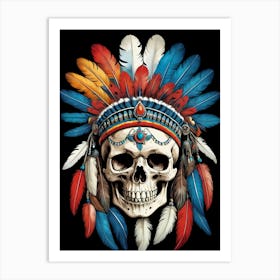 Skull Indian Headdress (27) Art Print