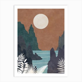 Moonlight Over The Ocean Art Print