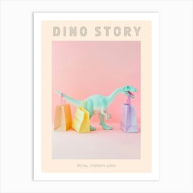 Pastel Toy Dinosaur With Shopping Bags 3 Poster Art Print