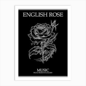 English Rose Music Line Drawing 2 Poster Inverted Art Print