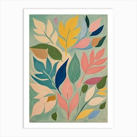 Abstract Pastel Leaves Art Print