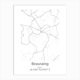 Beauraing,Belgium Minimalist Map Art Print