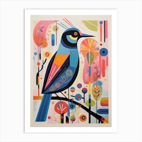 Colourful Scandi Bird Cuckoo 3 Art Print
