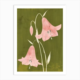 Pink & Green Canterbury Bells 1 Art Print