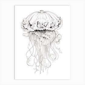 Lions Mane Jellyfish Drawing3 Art Print