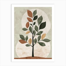 Walnut Tree Minimal Japandi Illustration 4 Art Print