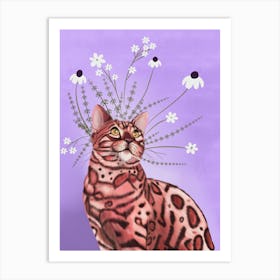 Whiskered Bloom - Fantasy Cat Portrait Art Print