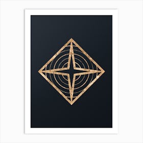 Abstract Geometric Gold Glyph on Dark Teal n.0175 Art Print
