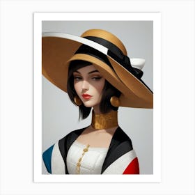 Woman In A Hat - Cubism 12 Art Print