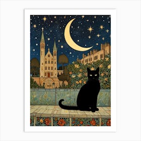 Cat In The Moonlight 2 Art Print