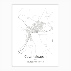 Cosamaloapan,Mexico Minimalist Map Art Print