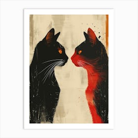 Two Cats Facing Each Other Art Print